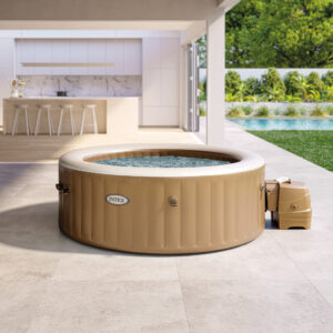 PureSpa™ Sahara Tan Round Bubble Inflatable Spa Set - 4-Person